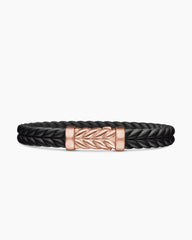 Chevron Bracelet in Black Rubber with 18K Rose Gold, 9mm