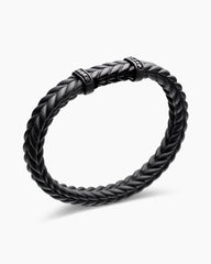Chevron Bracelet in Black Rubber with Black Titanium and Black Diamonds, 9mm