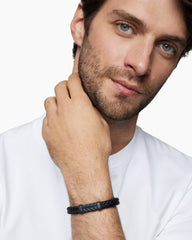 Chevron Bracelet in Black Rubber with Black Titanium, 9mm