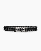 Chevron Bracelet in Black Rubber with Black Diamonds and Sterling Silver, 9mm