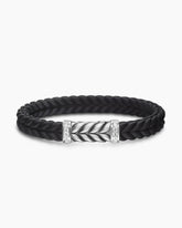 Chevron Bracelet in Black Rubber with Diamonds and Sterling Silver, 9mm