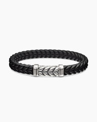 Chevron Bracelet in Black Rubber with Sterling Silver, 9mm