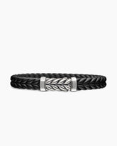 Chevron Bracelet in Black Rubber with Sterling Silver, 9mm