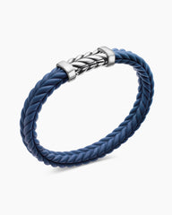 Chevron Bracelet in Blue Rubber with Sterling Silver, 9mm