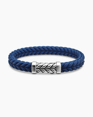 Chevron Bracelet in Blue Rubber with Sterling Silver, 9mm