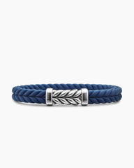 Chevron Bracelet in Blue Rubber with Sterling Silver, 9mm