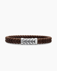 Chevron Bracelet in Brown Rubber with Sterling Silver, 9mm