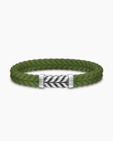 Chevron Bracelet in Green Rubber with Sterling Silver, 9mm