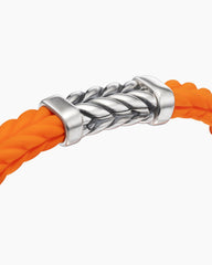 Chevron Bracelet in Orange Rubber with Sterling Silver, 9mm