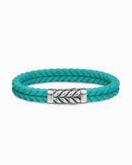 Chevron Bracelet in Turquoise Rubber with Sterling Silver, 9mm