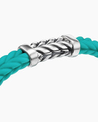 Chevron Bracelet in Turquoise Rubber with Sterling Silver, 9mm