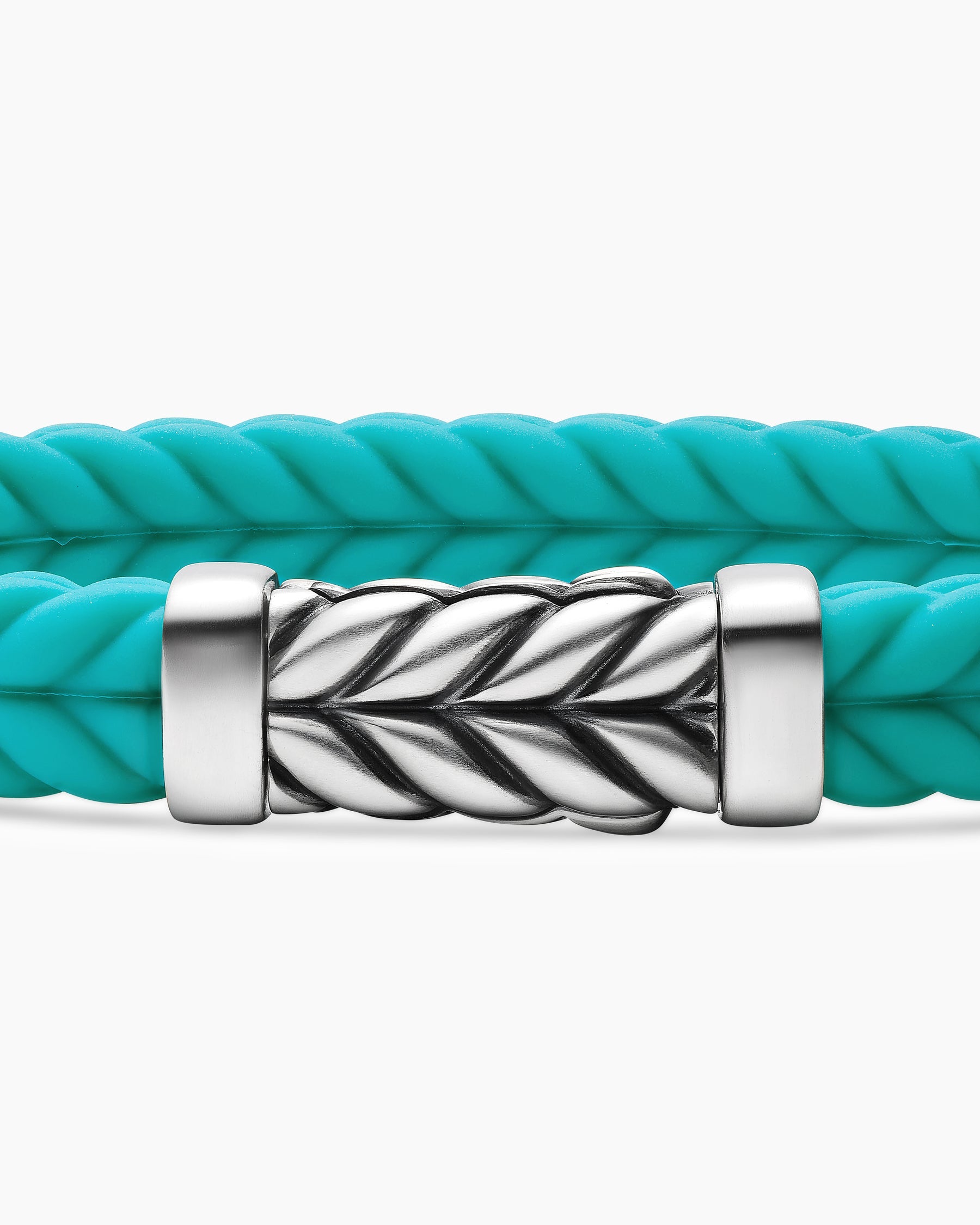 Chevron Bracelet in Turquoise Rubber with Sterling Silver, 9mm