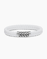 Chevron Bracelet in White Rubber with Sterling Silver, 9mm