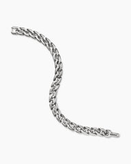 Curb Chain Angular Link Bracelet in Sterling Silver, 8.7mm