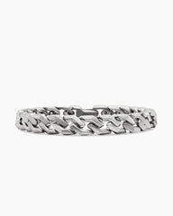 Curb Chain Angular Link Bracelet in Sterling Silver, 8.7mm