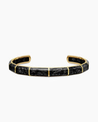 Forged Carbon Faceted Cuff Bracelet in 18K Yellow Gold, 8.5mm