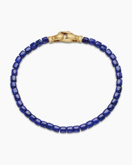 Spiritual Beads Cushion Bracelet with Lapis and 18K Yellow Gold, 4mm