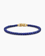 Spiritual Beads Cushion Bracelet with Lapis and 18K Yellow Gold, 4mm