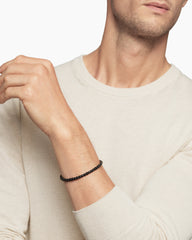 Spiritual Beads Cushion Bracelet in Sterling Silver with Black Onyx, 4mm