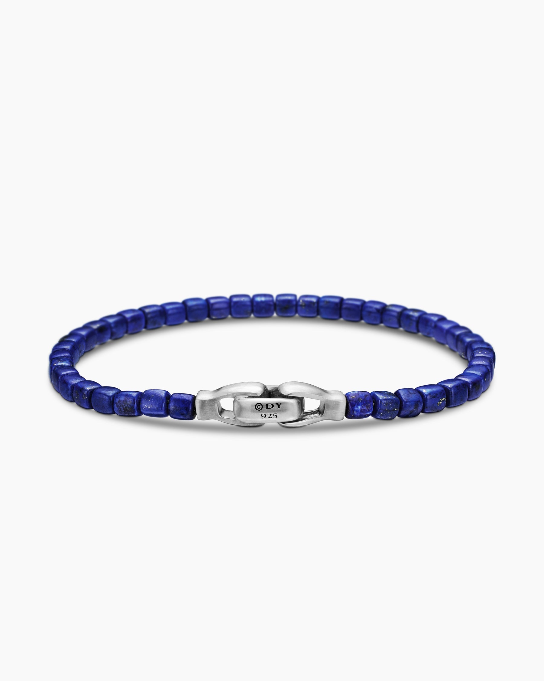 Spiritual Beads Cushion Bracelet in Sterling Silver with Lapis, 4mm