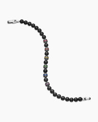 Spiritual Beads Rainbow Bracelet in Sterling Silver with Black Onyx, Sapphires and Tsavorites, 6mm