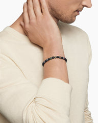 Spiritual Beads Rainbow Bracelet in Sterling Silver with Black Onyx, Sapphires and Tsavorites, 6mm