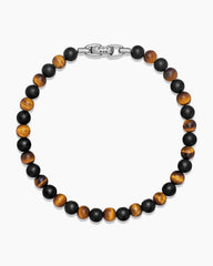 Spiritual Beads Alternating Bracelet in Sterling Silver with Black Onyx and Tiger’s Eye, 6mm
