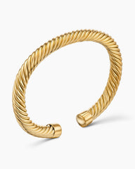 Cable Cuff Bracelet in 18K Yellow Gold, 7mm