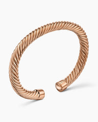 Cable Cuff Bracelet in 18K Rose Gold, 7mm