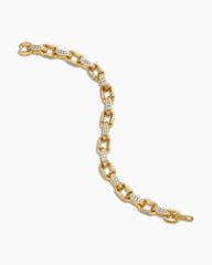 Faceted Chain Bracelet in 18K Yellow Gold with Diamonds, 9.5mm