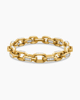 Faceted Chain Bracelet in 18K Yellow Gold with Diamonds, 9.5mm