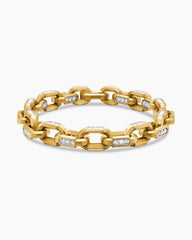 Faceted Chain Bracelet in 18K Yellow Gold with Diamonds, 9.5mm