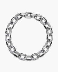 Faceted Chain Bracelet in Sterling Silver with Black Diamonds, 9.5mm