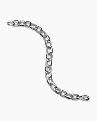 Faceted Chain Bracelet in Sterling Silver with Black Diamonds, 9.5mm