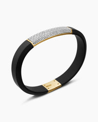 Streamline® ID Bracelet  in Black Rubber with Diamonds and 18K Yellow Gold, 10mm