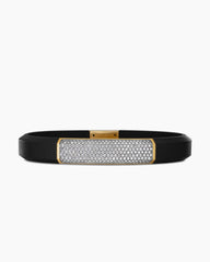 Streamline® ID Bracelet  in Black Rubber with Diamonds and 18K Yellow Gold, 10mm