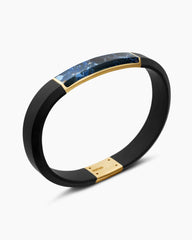 Streamline® ID Bracelet  in Black Rubber with Pietersite and 18K Yellow Gold, 10mm