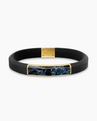 Streamline® ID Bracelet  in Black Rubber with Pietersite and 18K Yellow Gold, 10mm
