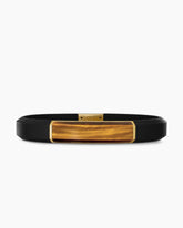 Streamline® ID Bracelet in Black Rubber with Tiger’s Eye and 18K Yellow Gold, 10mm