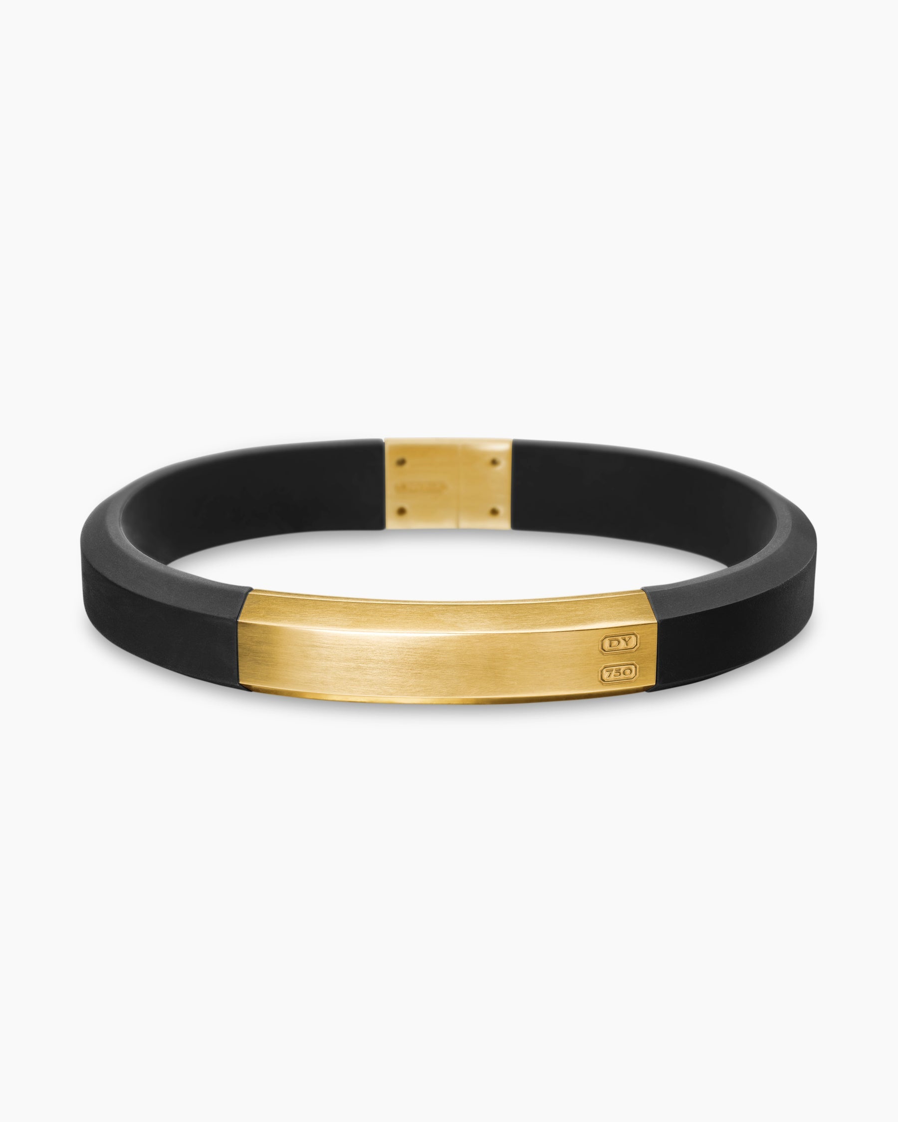 Streamline® ID Bracelet  in Black Rubber with 18K Yellow Gold, 10mm