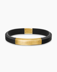 Streamline® ID Bracelet  in Black Rubber with 18K Yellow Gold, 10mm