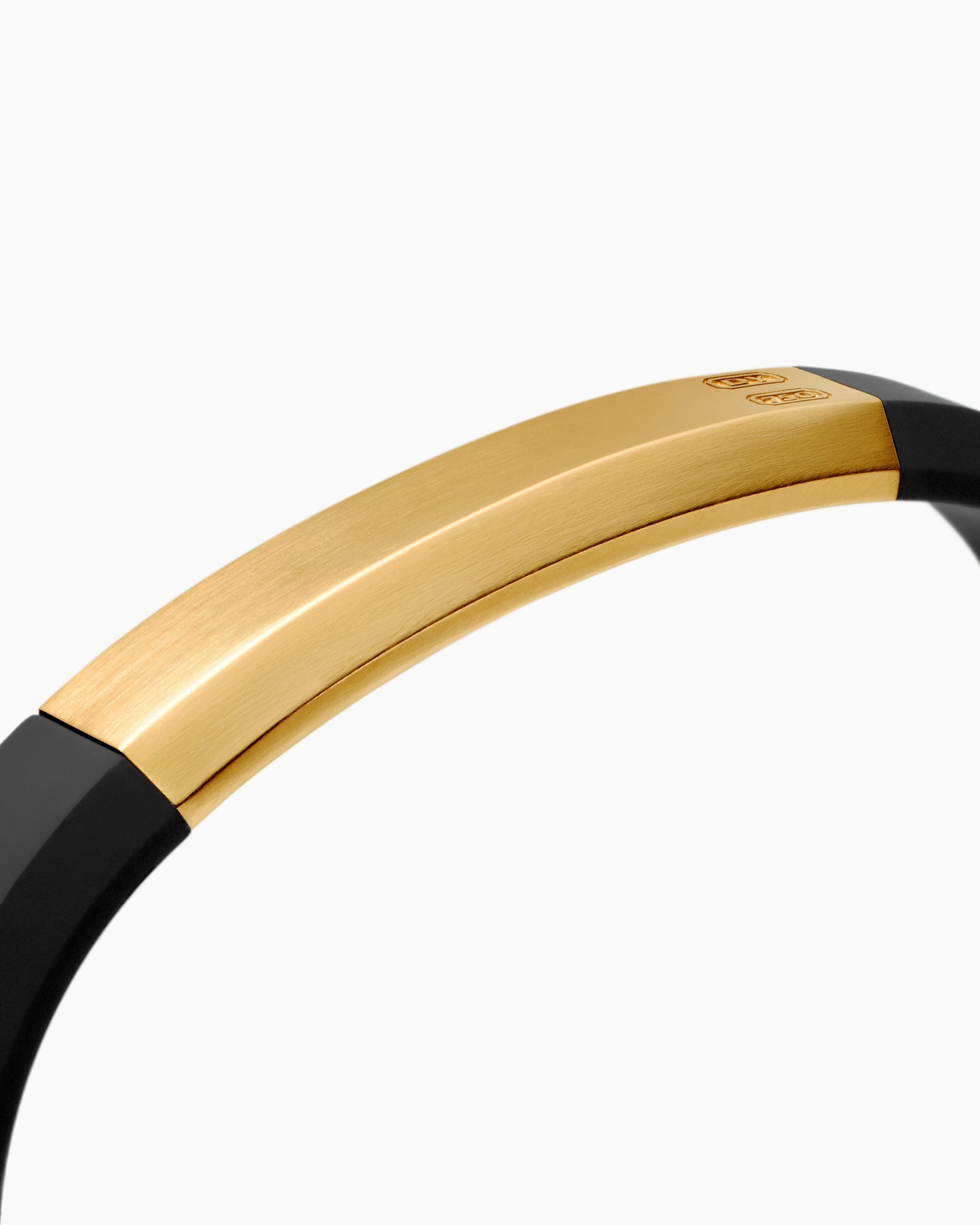 Streamline® ID Bracelet  in Black Rubber with 18K Yellow Gold, 10mm