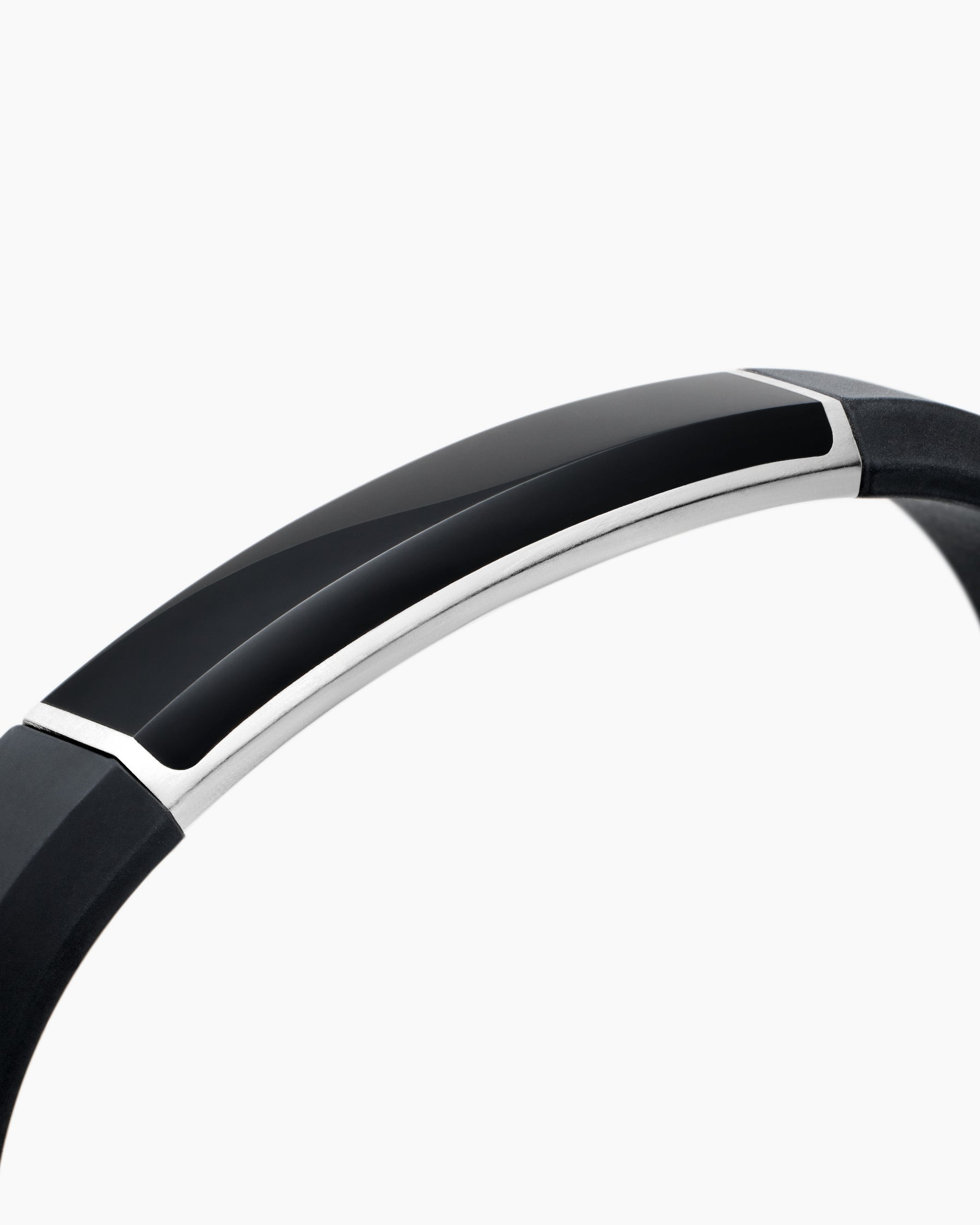 Streamline® ID Bracelet  in Black Rubber with Black Onyx and Sterling Silver, 10mm