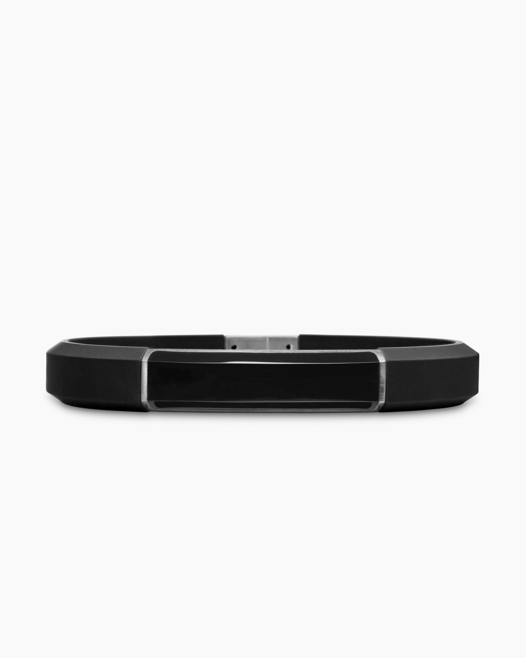 Streamline® ID Bracelet  in Black Rubber with Black Onyx and Sterling Silver, 10mm
