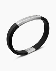 Streamline® ID Bracelet  with Black Rubber and Sterling Silver, 10mm