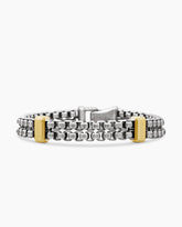 Double Box Chain Bracelet in Sterling Silver with 18K Yellow Gold, 10.5mm