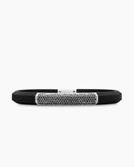 Streamline® ID Bracelet in Black Rubber with Black Diamonds and Sterling Silver, 8mm