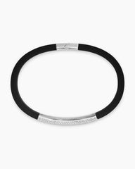 Streamline® ID Bracelet in Black Rubber with Sterling Silver and Diamonds, 8mm