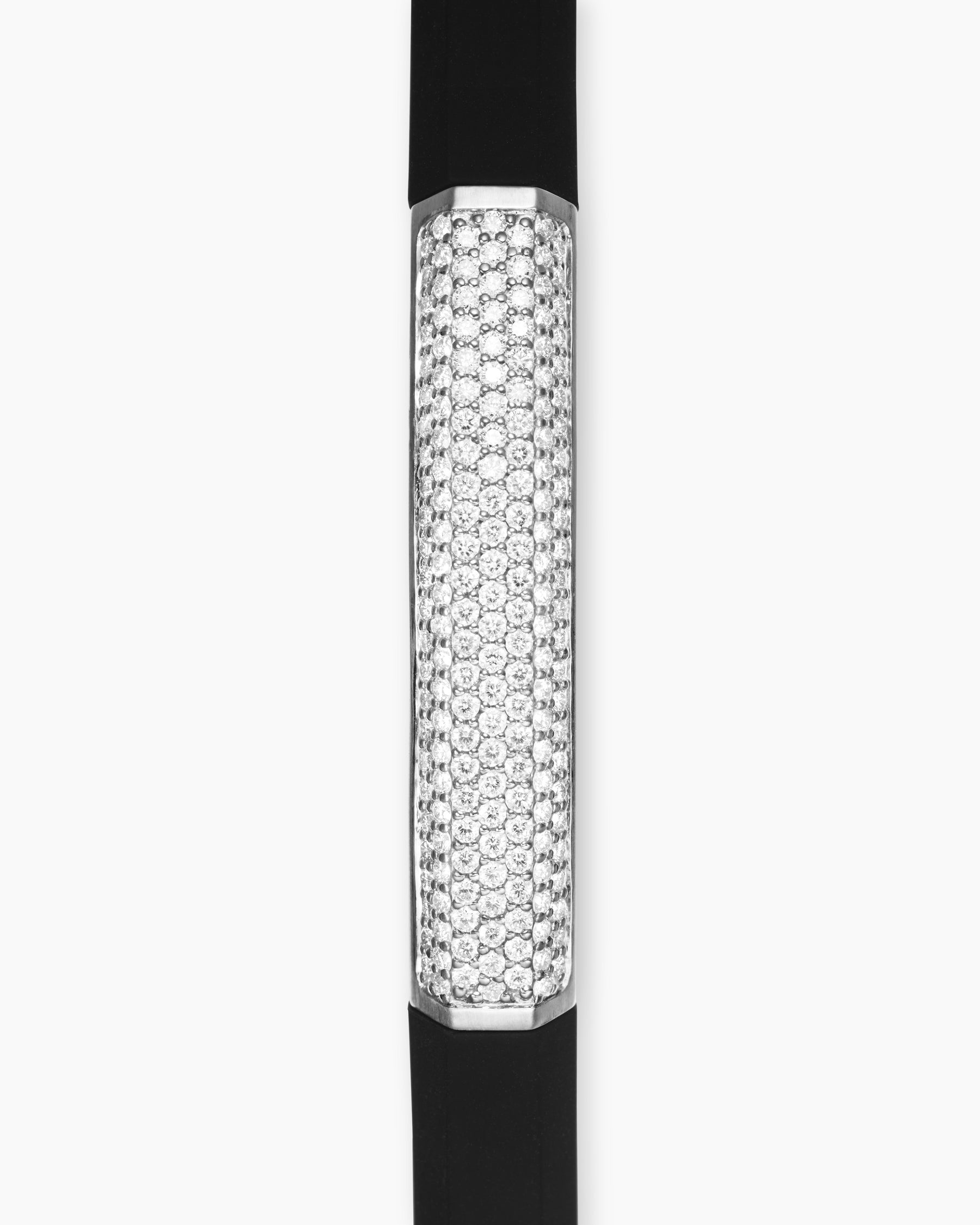 Streamline® ID Bracelet in Black Rubber with Sterling Silver and Diamonds, 8mm