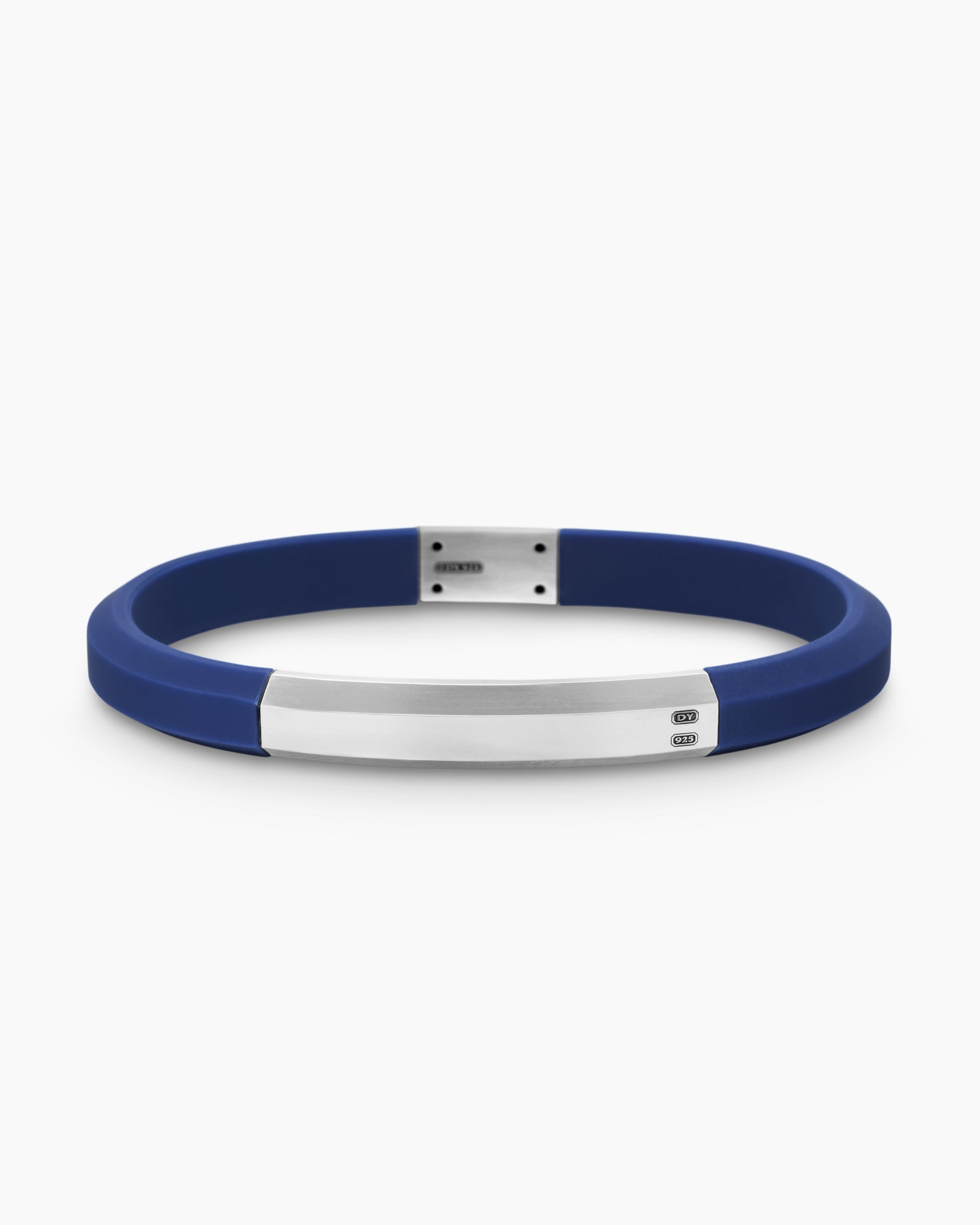 Streamline® ID Bracelet in Blue Rubber with Sterling Silver, 8mm
